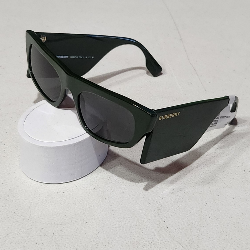 Burberry Palmer Dark Green Ladies Irregular Shape Sunglasses Made in Italy
